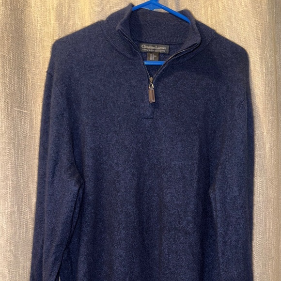 Christian Lacroix | Men's Cashmere 1/4 Zip Sweater in Navy Blue | Size XL - Picture 1 of 6